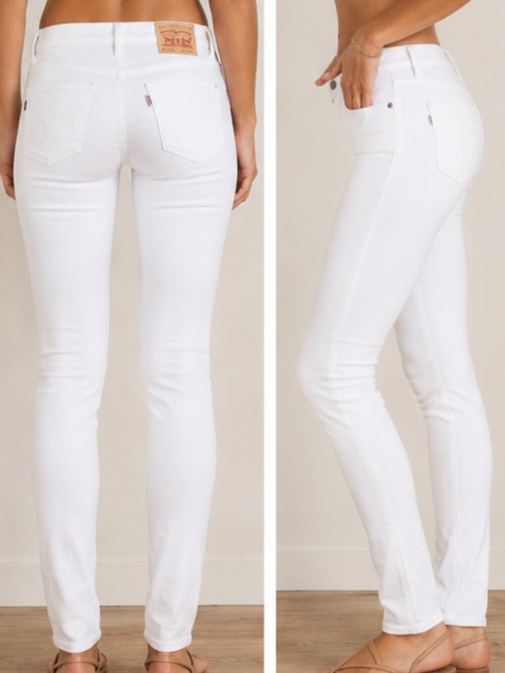 Levi's 524 Too Superlow Skinny Jeans White Stretch Denim Women's 7M